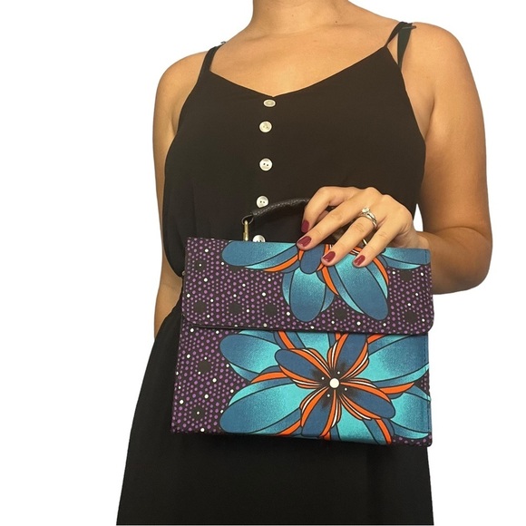 NEW Ankara African Print Multicolored Convertible Crossbody Purse Handbag - Picture 5 of 9
